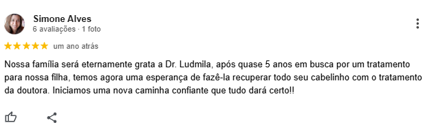 Avaliação de paciente: nossa família será eternamente grata à Dra. Ludmila